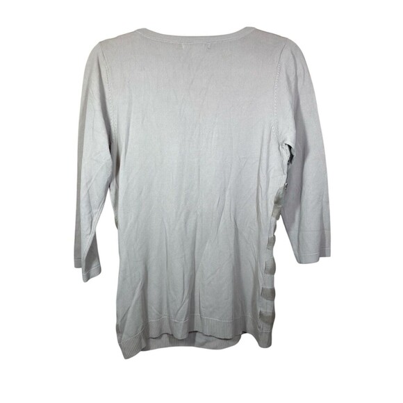 ALBERTO MAKALI Rhinestone Embellished Tulle Holiday Scoop Neck Sweater Large - Picture 2 of 9